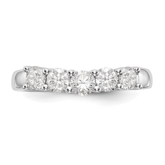 "14K White Gold 5-Stone Shared Prong (Holds 1-3.7, 2-3.6, 2-3.5mm Round) Diamond Band Mounting"