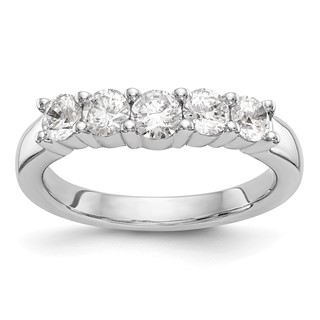 "14K White Gold 5-Stone Shared Prong (Holds 1-3.7, 2-3.6, 2-3.5mm Round) Diamond Band Mounting"