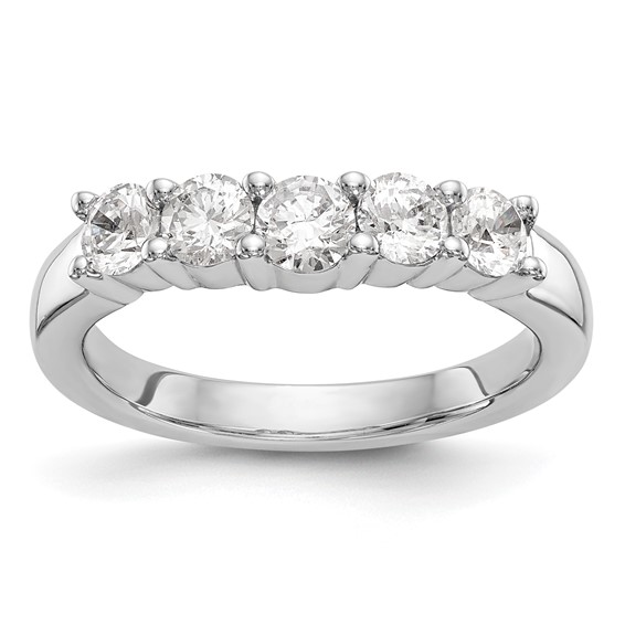 "14K White Gold 5-Stone Shared Prong (Holds 1-3.7, 2-3.6, 2-3.5mm Round) Diamond Band Mounting"