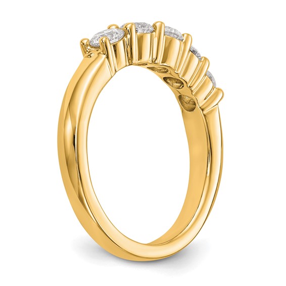 "14K Yellow Gold 5-Stone Shared Prong (Holds 1-3.7, 2-3.6, 2-3.5mm Round) Diamond Band Mounting"