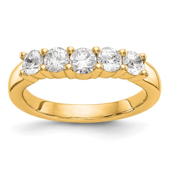 "14K Yellow Gold 5-Stone Shared Prong (Holds 1-3.7, 2-3.6, 2-3.5mm Round) Diamond Band Mounting"