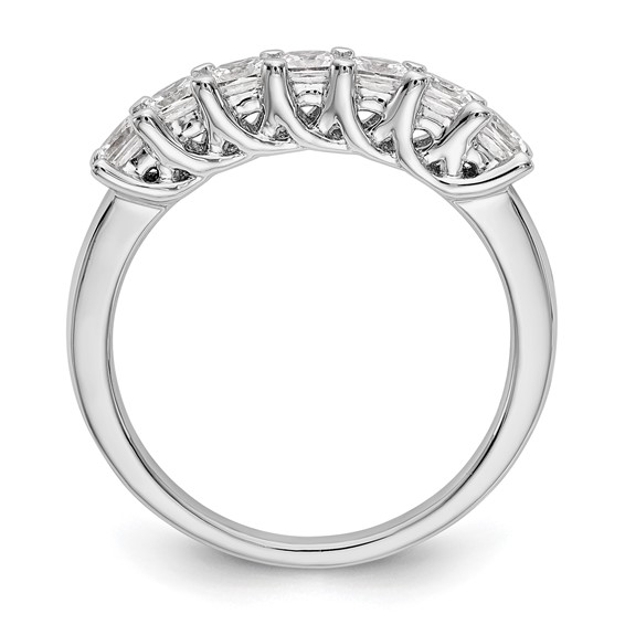 14K White Gold 7-Stone Shared Prong (Holds 7-2.8mm Princess) Diamond Band Mounting