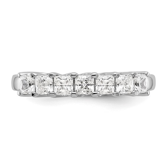14K White Gold 7-Stone Shared Prong (Holds 7-2.8mm Princess) Diamond Band Mounting