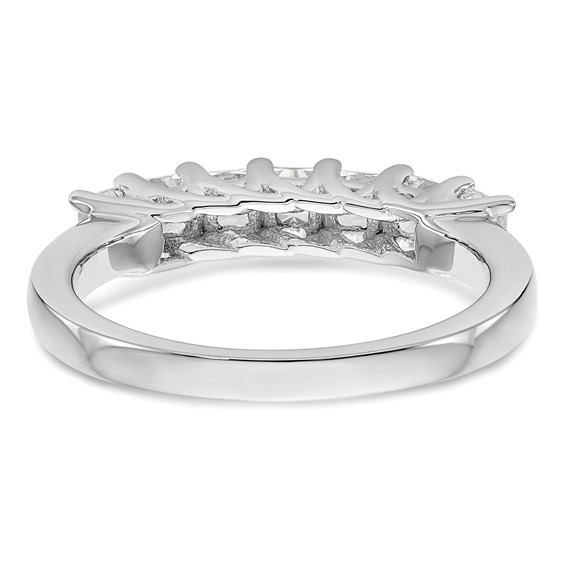 14K White Gold 7-Stone Shared Prong (Holds 7-2.8mm Princess) Diamond Band Mounting