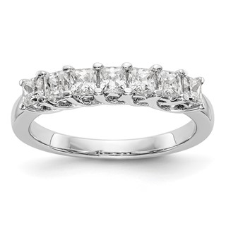 14K White Gold 7-Stone Shared Prong (Holds 7-2.8mm Princess) Diamond Band Mounting