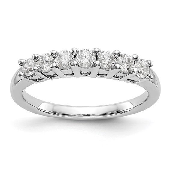 14K White Gold 7-Stone Shared Prong (Holds 7-2.6mm Round) Diamond Band Mounting
