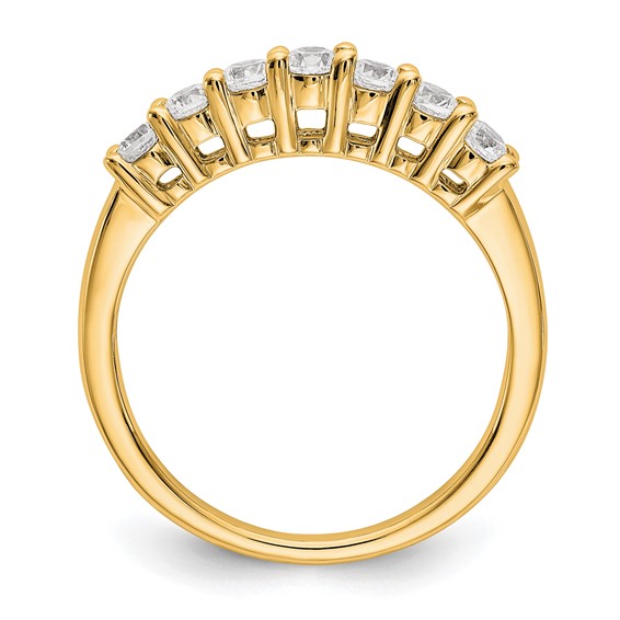 14K Yellow Gold 7-Stone Shared Prong (Holds 7-2.6mm Round) Diamond Band Mounting
