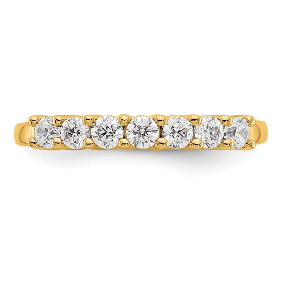 14K Yellow Gold 7-Stone Shared Prong (Holds 7-2.6mm Round) Diamond Band Mounting