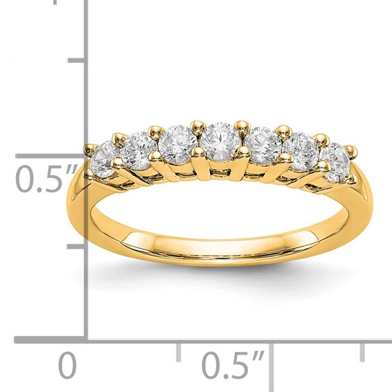 14K Yellow Gold 7-Stone Shared Prong (Holds 7-2.6mm Round) Diamond Band Mounting