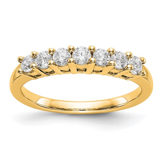 14K Yellow Gold 7-Stone Shared Prong (Holds 7-2.6mm Round) Diamond Band Mounting