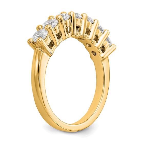 14K Yellow Gold 7-Stone Shared Prong (Holds 7-3.3mm Round) Diamond Band Mounting