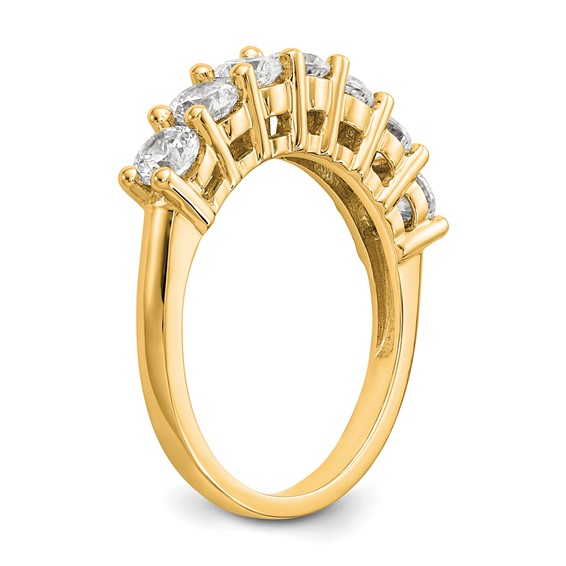 14K Yellow Gold 7-Stone Shared Prong (Holds 7-3.7mm Round) Diamond Band Mounting