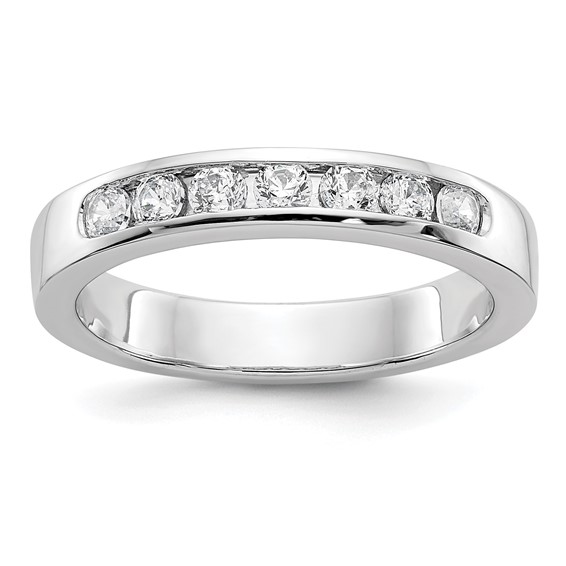14k White Gold 7-Stone (Holds 7-2.4mm Round) Open Channel Band Mounting