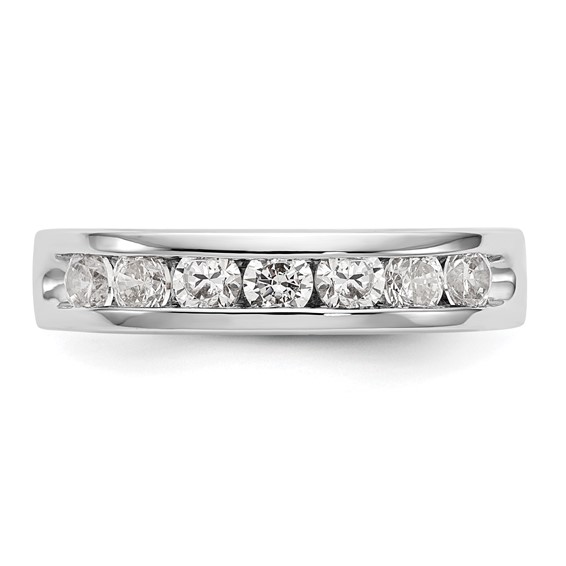 14k White Gold 7-Stone (Holds 7-3.0mm Round) Open Channel Band Mounting
