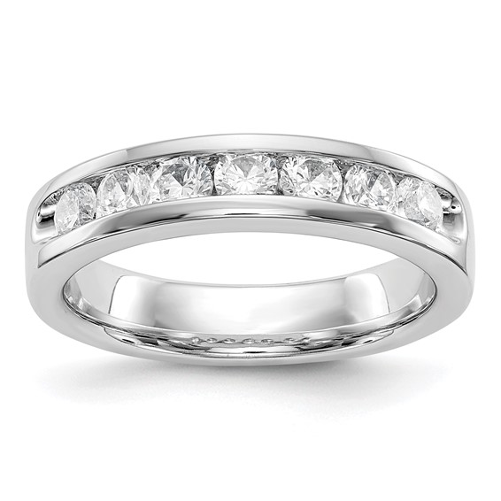 14k White Gold 7-Stone (Holds 7-3.0mm Round) Open Channel Band Mounting