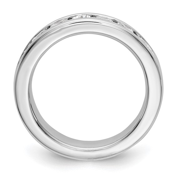 14k White Gold 7-Stone (Holds 7-3.3mm Round) Open Channel Band Mounting