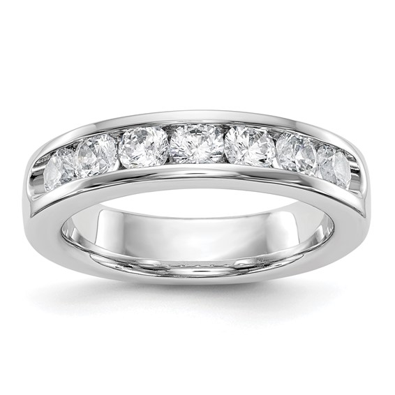 14k White Gold 7-Stone (Holds 7-3.3mm Round) Open Channel Band Mounting