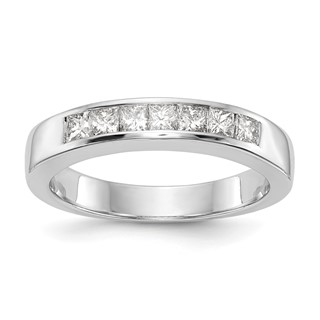 14K White Gold 7-Stone (Holds 7-2.2mm Princess) Channel Band Mounting