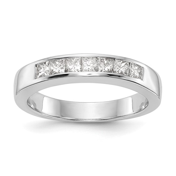 14K White Gold 7-Stone (Holds 7-2.2mm Princess) Channel Band Mounting