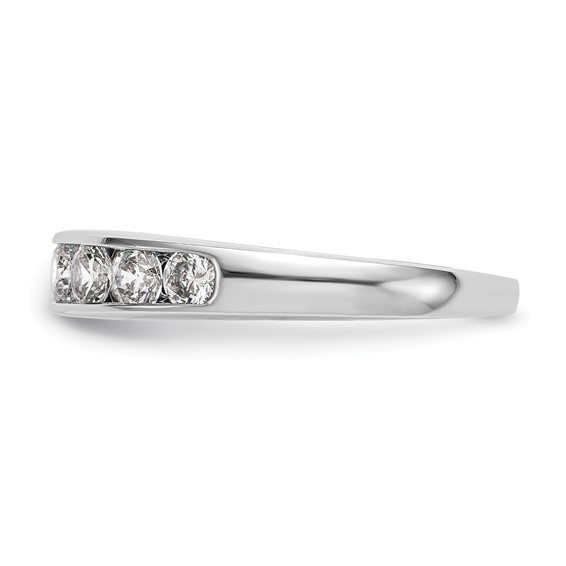 "14K White Gold 7-Stone (Holds 1-3.6, 2-3.4, 2-3.2, 2-3.0mm Round) Graduated Channel Band Mounting"