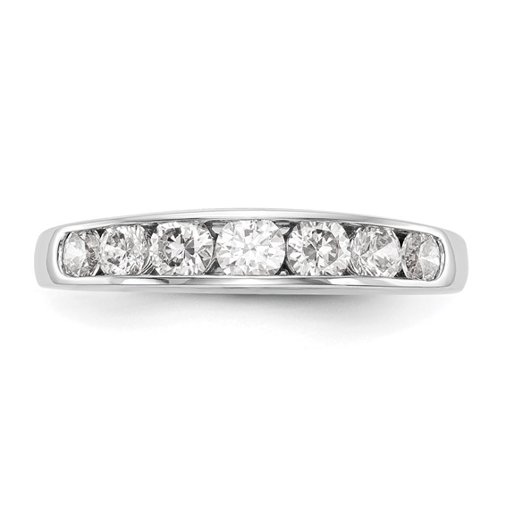 "14K White Gold 7-Stone (Holds 1-3.6, 2-3.4, 2-3.2, 2-3.0mm Round) Graduated Channel Band Mounting"