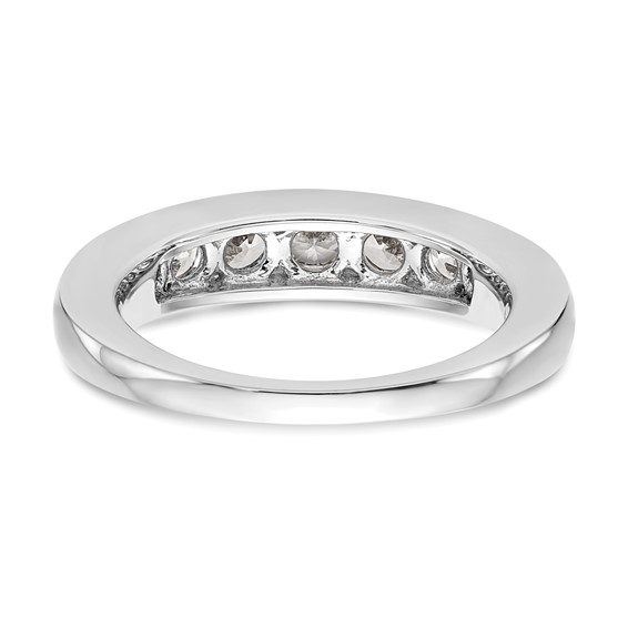 "14K White Gold 7-Stone (Holds 1-3.6, 2-3.4, 2-3.2, 2-3.0mm Round) Graduated Channel Band Mounting"