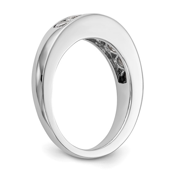 "14K White Gold 7-Stone (Holds 1-3.6, 2-3.4, 2-3.2, 2-3.0mm Round) Graduated Channel Band Mounting"