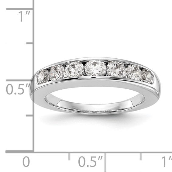 "14K White Gold 7-Stone (Holds 1-3.6, 2-3.4, 2-3.2, 2-3.0mm Round) Graduated Channel Band Mounting"