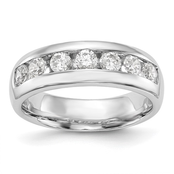14K White Gold 7-Stone (Holds 7-3.6mm Round) Channel Band Mounting