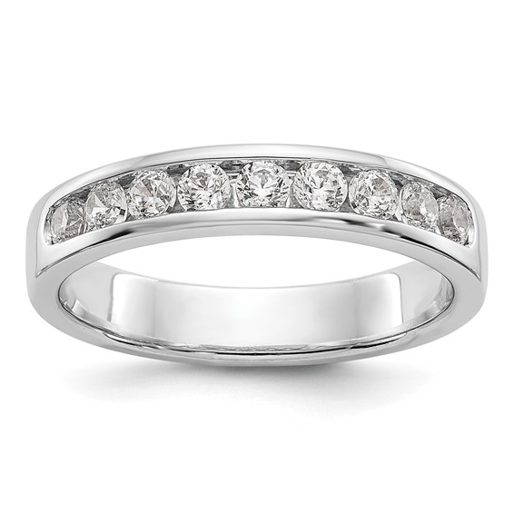 14k White Gold 9-Stone (Holds 9-2.4mm Round) Channel Band Mounting(Closed)