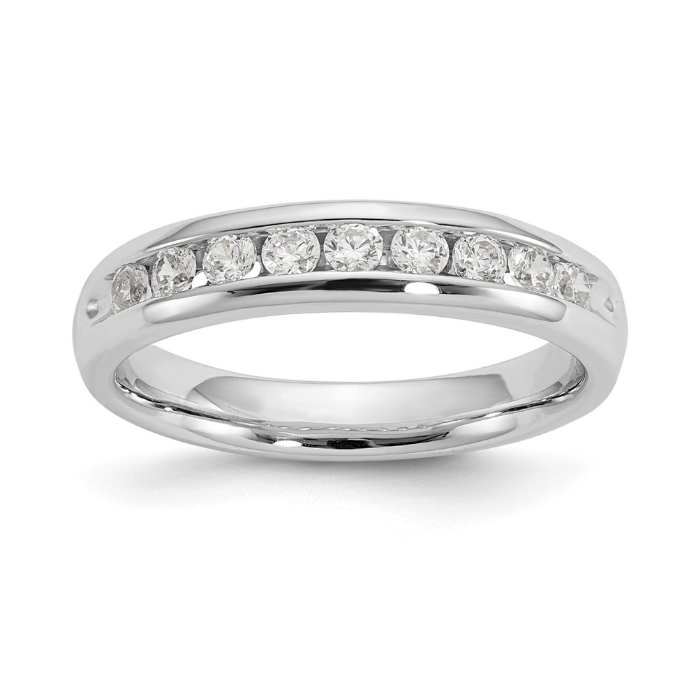 14K White Gold 0.38 Carat Lab Grown Diamond VS SI+ G+ Nine Stone Complete Fashion Band