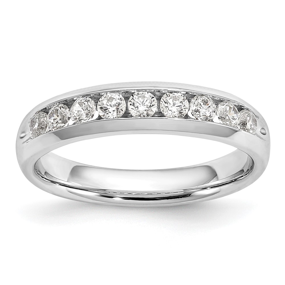 14K White Gold 0.50 Carat Lab Grown Diamond VS SI+ G+ Nine Stone Complete Fashion Band