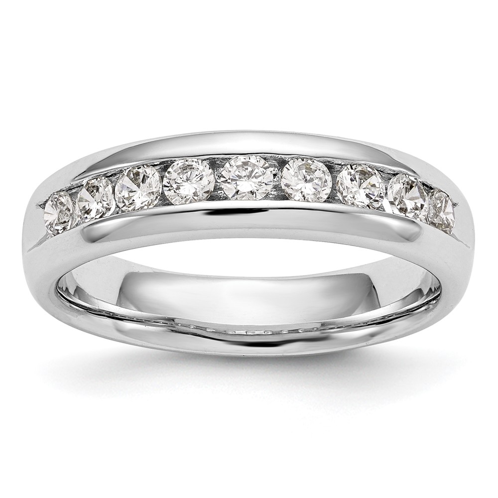 14K White Gold 0.75 Carat Lab Grown Diamond VS SI+ G+ Nine Stone Complete Fashion Band