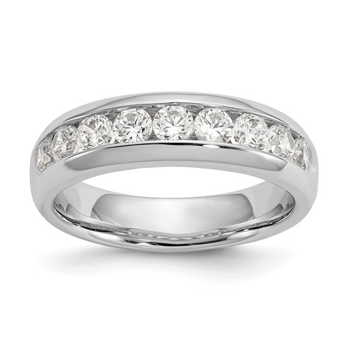14K White Gold 1 Carat Lab Grown Diamond VS SI+ G+ Nine Stone Complete Fashion Band