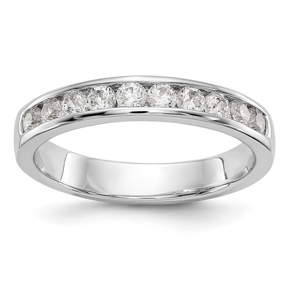14k White Gold 10-Stone (Holds 10-2.4mm Round) Channel Band Mounting (Closed)