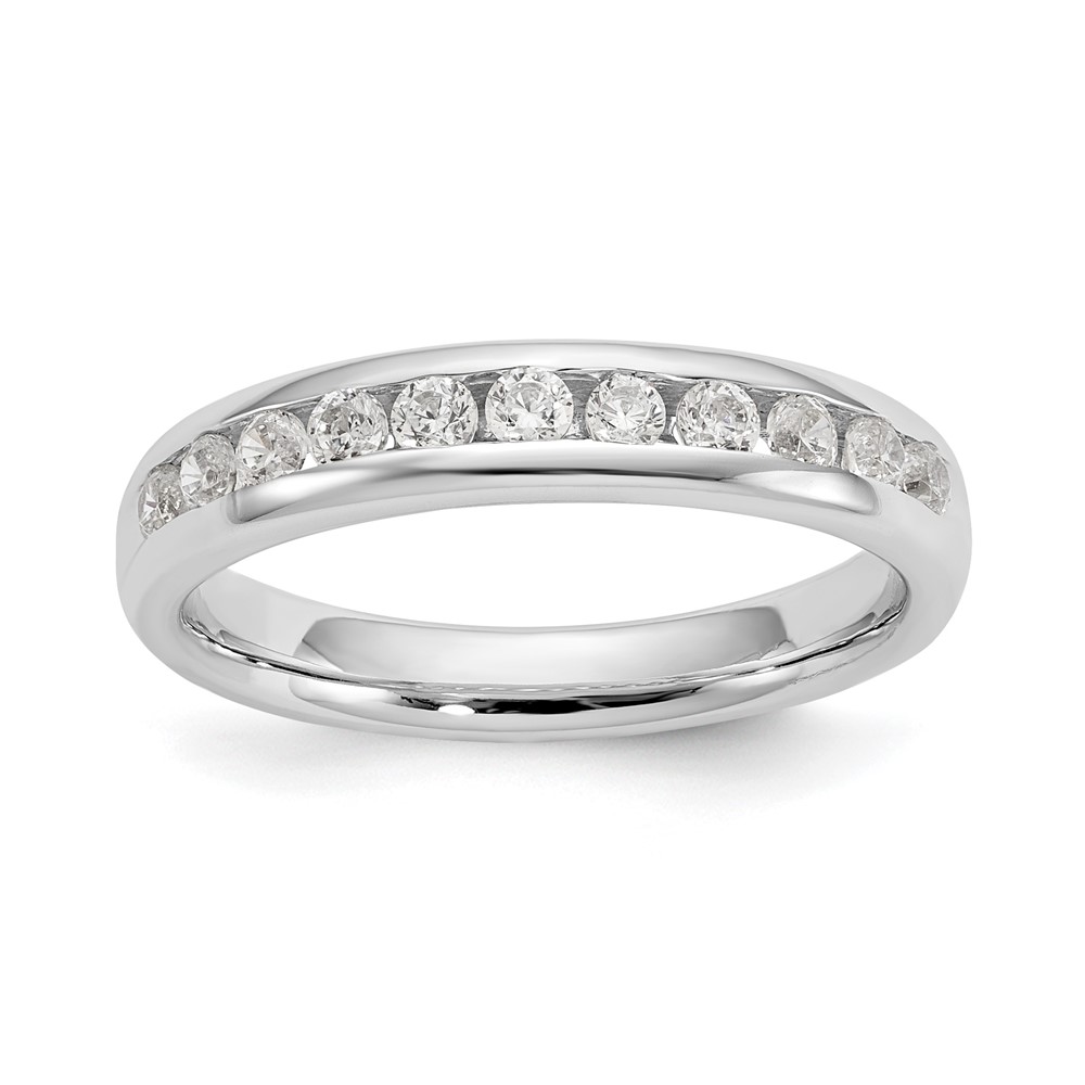 14K White Gold 0.38 Carat Lab Grown Diamond VS SI+ G+ Eleven Stone Complete Channel Set Band