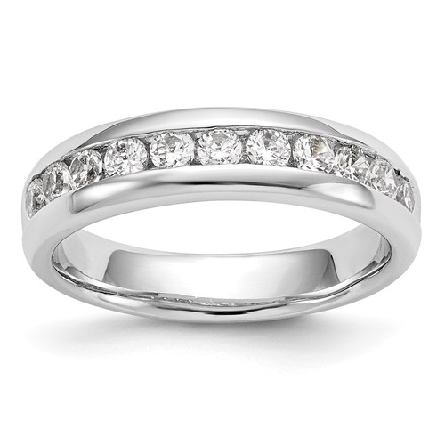 14K White Gold 0.75 Carat Lab Grown Diamond VS SI+ G+ Eleven Stone Complete Channel Set Band