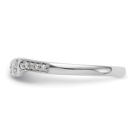 14K White Gold 1/10 carat Diamond Contoured Complete Wedding Band