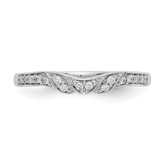 14K White Gold 1/10 carat Diamond Contoured Complete Wedding Band