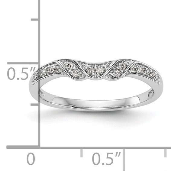 14K White Gold 1/10 carat Diamond Contoured Complete Wedding Band