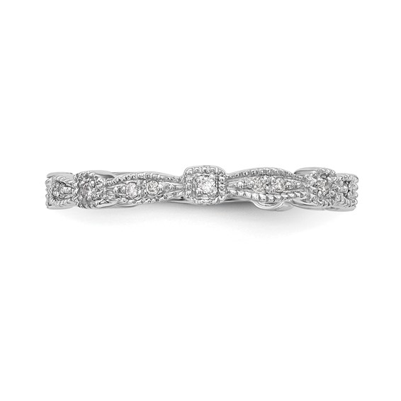 14K White Gold 1/10 carat Diamond Complete Wedding Band