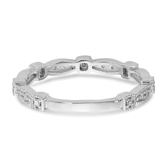 14K White Gold 1/10 carat Diamond Complete Wedding Band