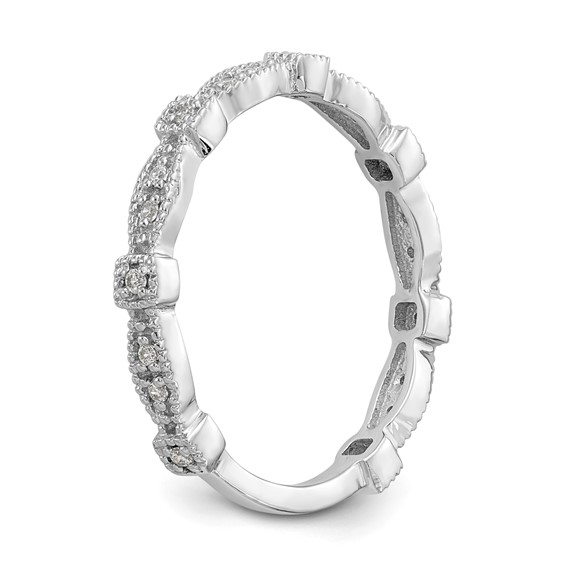 14K White Gold 1/10 carat Diamond Complete Wedding Band