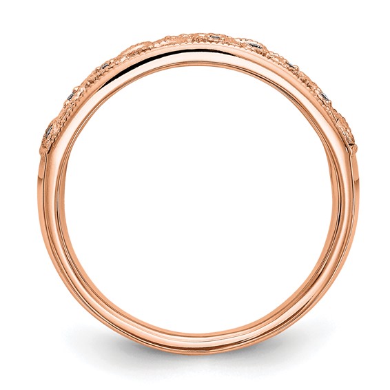 "14K Rose Gold Leaf Design (Holds 4-1.1, 9-0.9mm Round) Wedding Band Mounting"