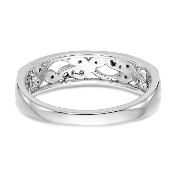 "14K White Gold Leaf Design (Holds 4-1.1, 9-0.9mm Round) Wedding Band Mounting"