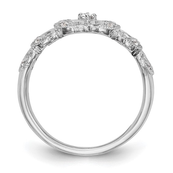 14K White Gold Leaf Design Diamond Band Mounting
