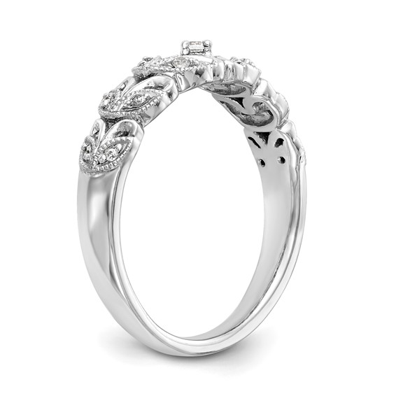 14K White Gold Leaf Design Diamond Band Mounting