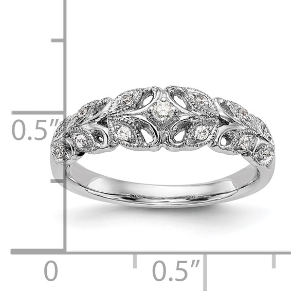 14K White Gold Leaf Design 1/10 carat Complete Diamond Band
