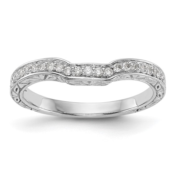 14K White Gold Vintage 1/8 carat Diamond Complete Wedding Band
