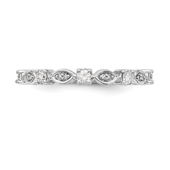 14K White Gold 1/4 carat Diamond Complete Wedding Band